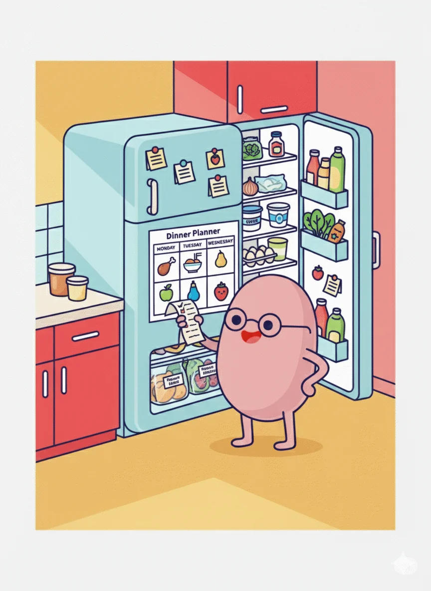 Organized shopping list with meal plan items checked off for efficient grocery shopping